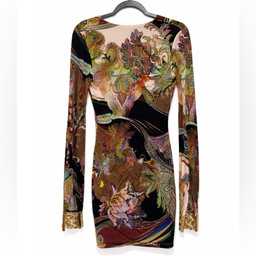 Sky Dress women’s large Mini multicolored floral cuff Bodycon long sleeves - Picture 3 of 14